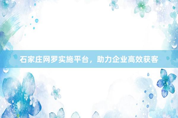 石家庄网罗实施平台，助力企业高效获客